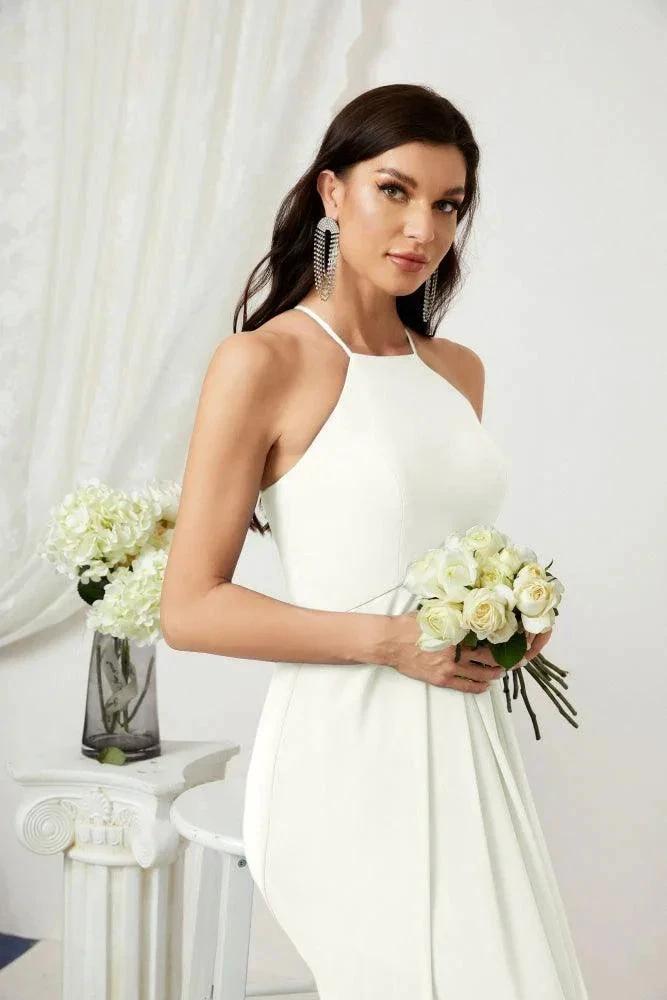 Numbersea Chiffon Halter Bridesmaid Dresses Long A-Line Formal Evening Dress 2805 by numbersea