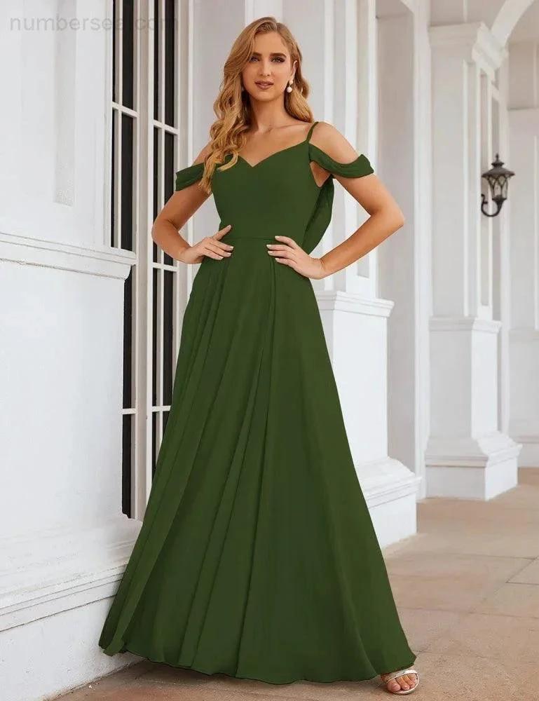 ZapDress Cold Shoulder Chiffon Bridesmaid Dresses Long Maxi Formal Prom Gowns for Women Party (ZD17042)