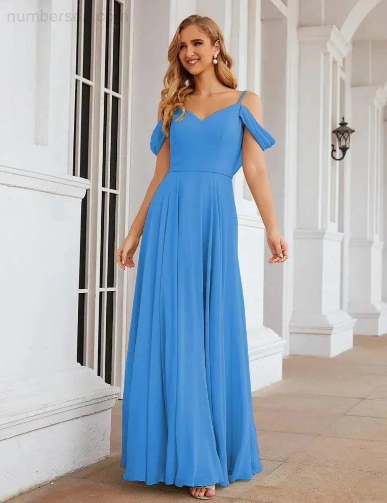 ZapDress Cold Shoulder Chiffon Bridesmaid Dresses Long Maxi Formal Prom Gowns for Women Party (ZD17042)