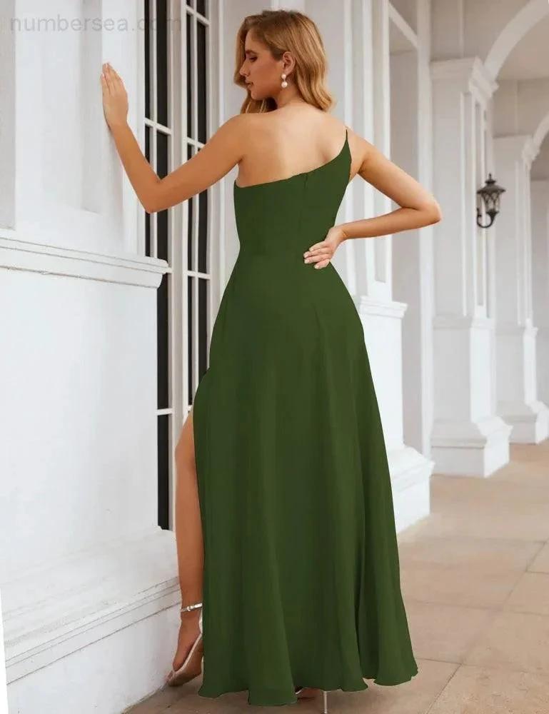 ZapDress One Shoulder Chiffon Bridesmaid Dresses Long Formal Homecoming Prom Gowns for Women Party Wedding Evening (ZD16950)