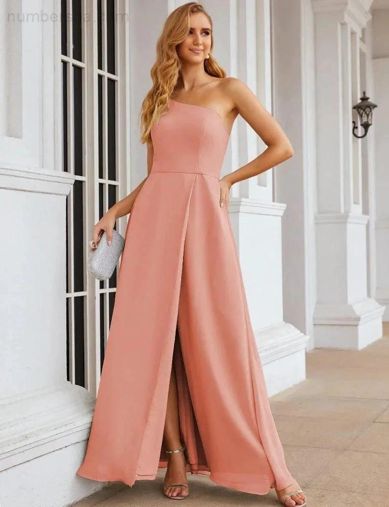 ZapDress One Shoulder Chiffon Bridesmaid Dresses Long Formal Homecoming Prom Gowns for Women Party Wedding Evening (ZD16950)