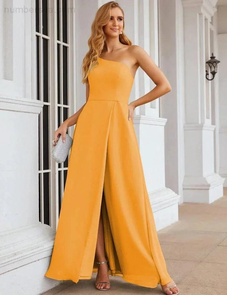 ZapDress One Shoulder Chiffon Bridesmaid Dresses Long Formal Homecoming Prom Gowns for Women Party Wedding Evening (ZD16950)