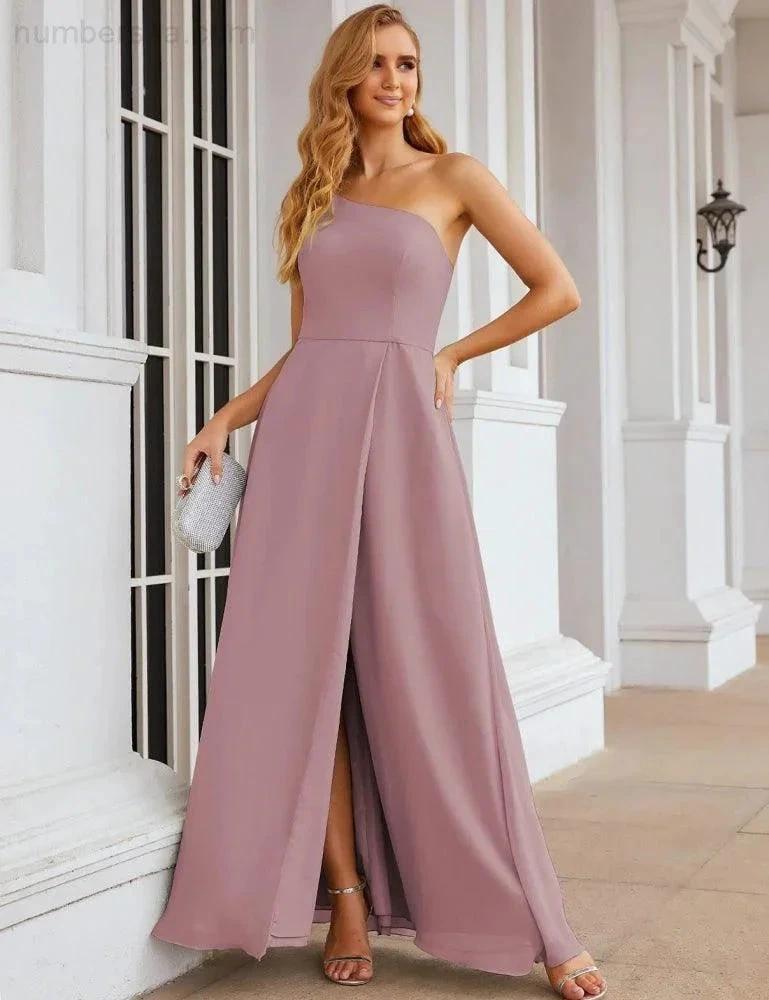 ZapDress One Shoulder Chiffon Bridesmaid Dresses Long Formal Homecoming Prom Gowns for Women Party Wedding Evening (ZD16950)