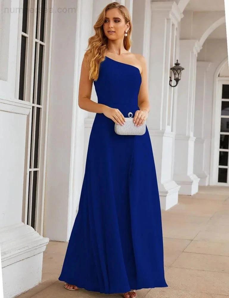 ZapDress One Shoulder Chiffon Bridesmaid Dresses Long Formal Homecoming Prom Gowns for Women Party Wedding Evening (ZD16950)