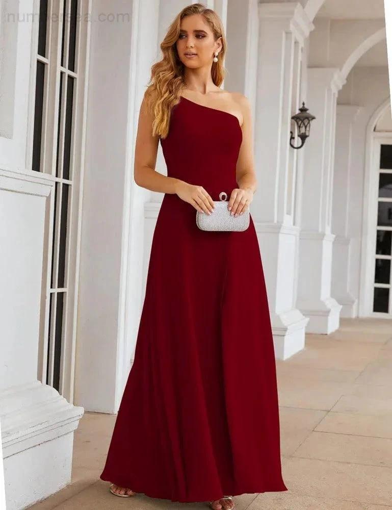 ZapDress One Shoulder Chiffon Bridesmaid Dresses Long Formal Homecoming Prom Gowns for Women Party Wedding Evening (ZD16950)