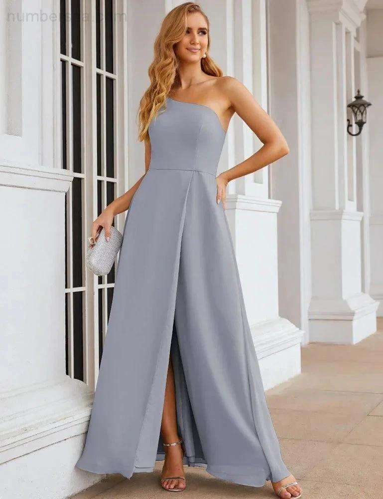 ZapDress One Shoulder Chiffon Bridesmaid Dresses Long Formal Homecoming Prom Gowns for Women Party Wedding Evening (ZD16950)