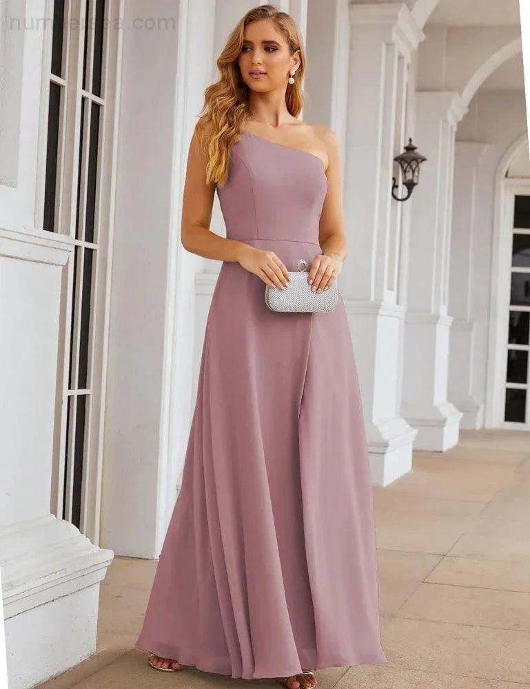 ZapDress One Shoulder Chiffon Bridesmaid Dresses Long Formal Homecoming Prom Gowns for Women Party Wedding Evening (ZD16950)
