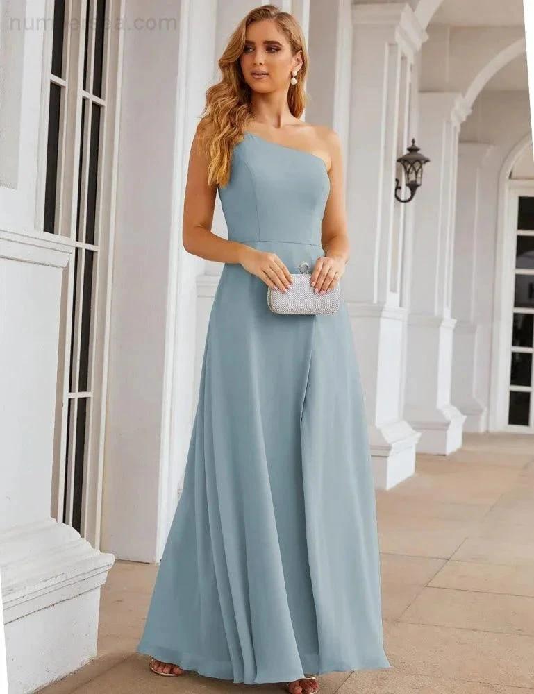 ZapDress One Shoulder Chiffon Bridesmaid Dresses Long Formal Homecoming Prom Gowns for Women Party Wedding Evening (ZD16950)