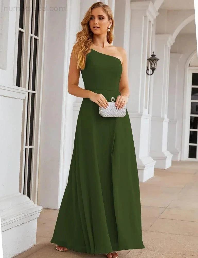 ZapDress One Shoulder Chiffon Bridesmaid Dresses Long Formal Homecoming Prom Gowns for Women Party Wedding Evening (ZD16950)