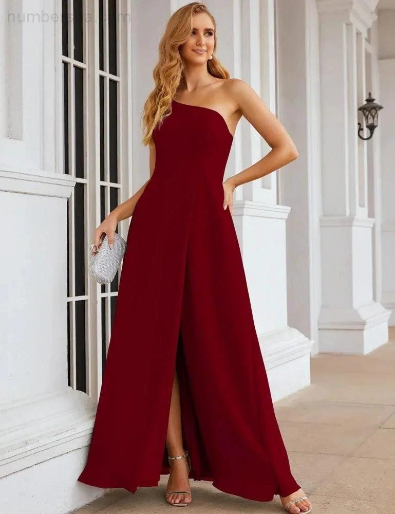 ZapDress One Shoulder Chiffon Bridesmaid Dresses Long Formal Homecoming Prom Gowns for Women Party Wedding Evening (ZD16950)