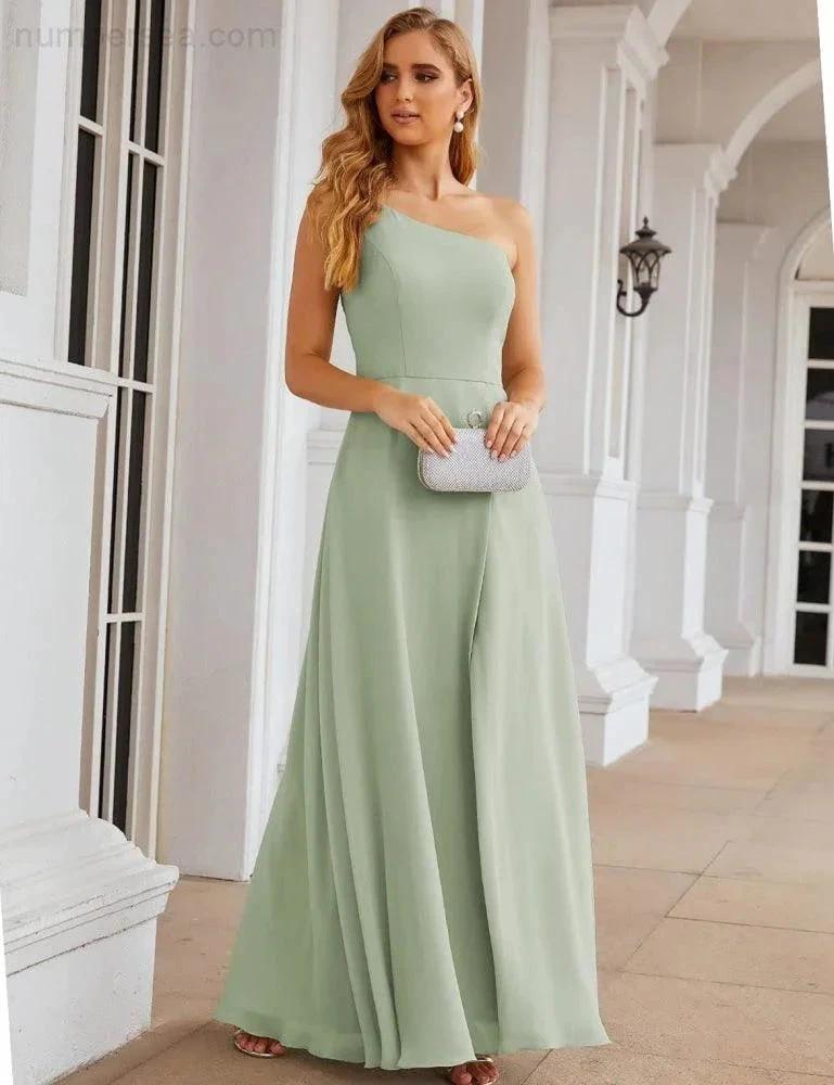 ZapDress One Shoulder Chiffon Bridesmaid Dresses Long Formal Homecoming Prom Gowns for Women Party Wedding Evening (ZD16950)