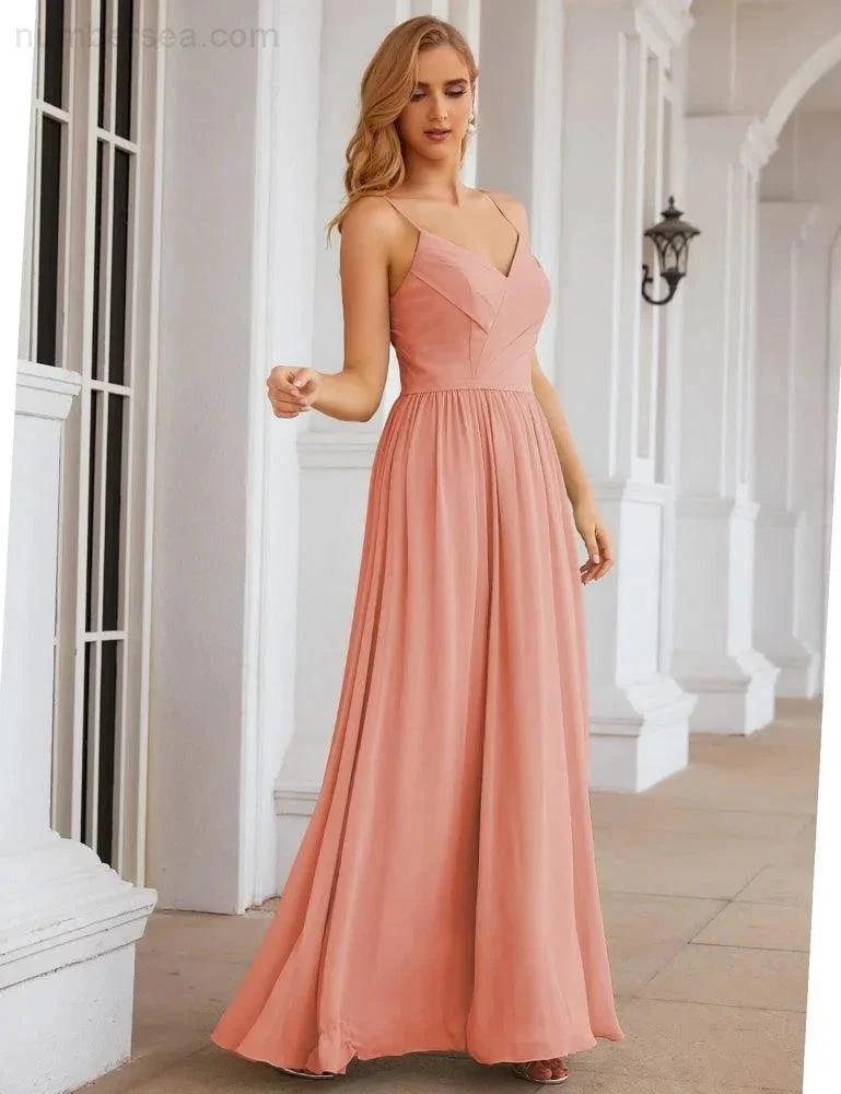 ZapDress Spaghetti Strap Bridesmaid Dresses Long Formal Party Prom Gowns 28060 (ZD17043)