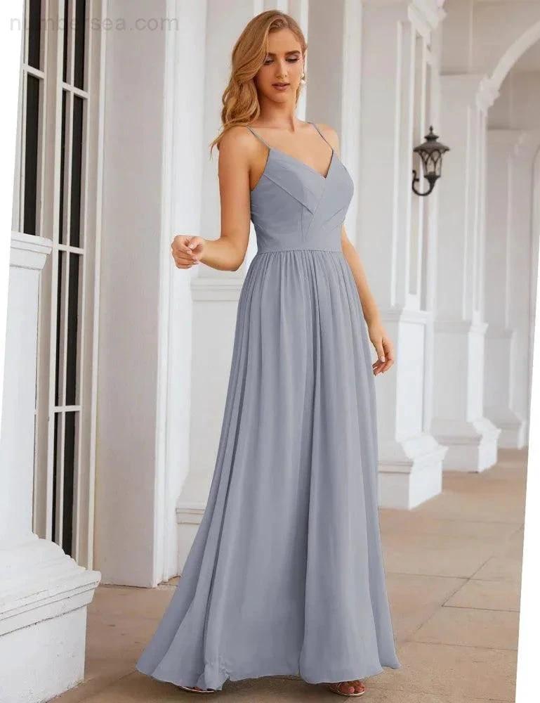 ZapDress Spaghetti Strap Bridesmaid Dresses Long Formal Party Prom Gowns 28060 (ZD17043)