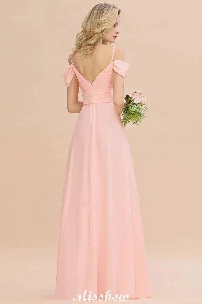 Off Shoulde straps Aline Bridesmaid Dress Chiffon Maid of Honor Dress (ZD12939)