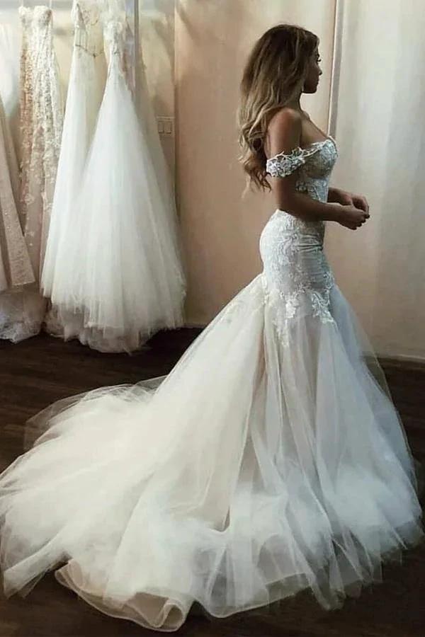 Off The Shoulder Mermaid Wedding Dresses Bridal Gown (ZD16335)
