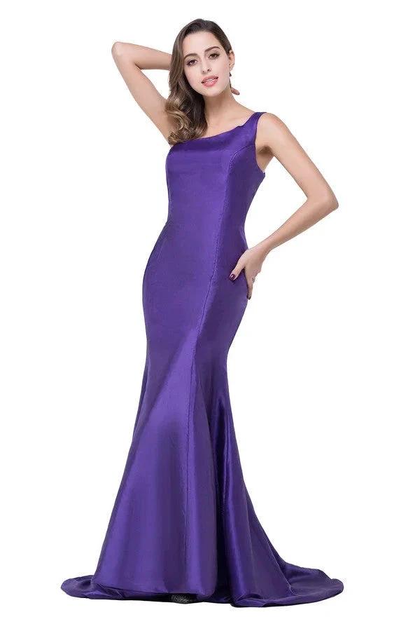 One-shoulder Sweep-length Mermaid Satin Bridesmaid Dresses by misshow.com