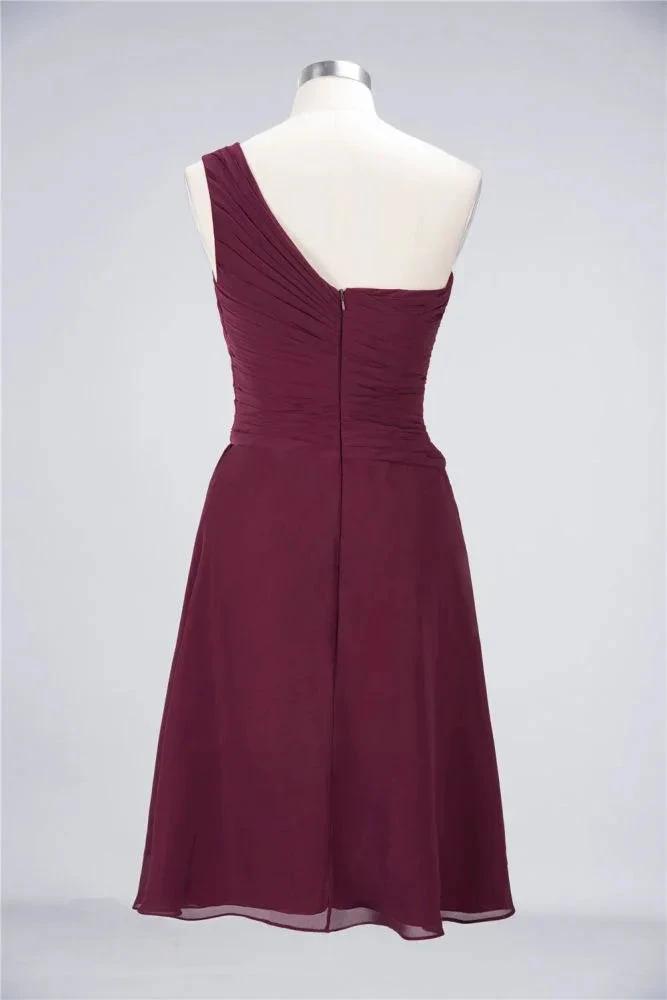 One-Shoulder Sweetheart Knee-Length Bridesmaid Dress Ruffles aline Party Dress (ZD13108)