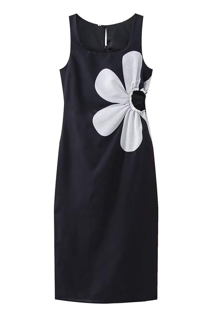 Vania Elevated Floral Cut Out Midi Dress Chic Silhouette Collection