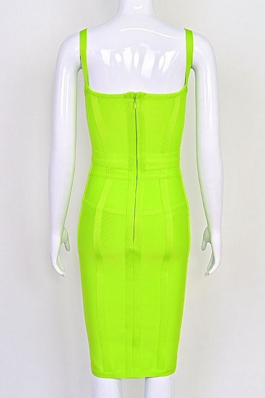 Pip Bandage Corset Dress - Neon Green