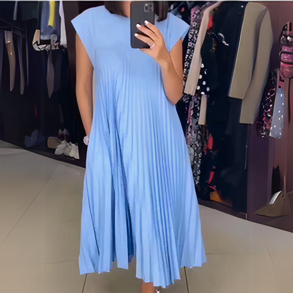 Vanessa Elevated Chic Pleated Summer Dress with a Flattering Fit Silhouette Collection