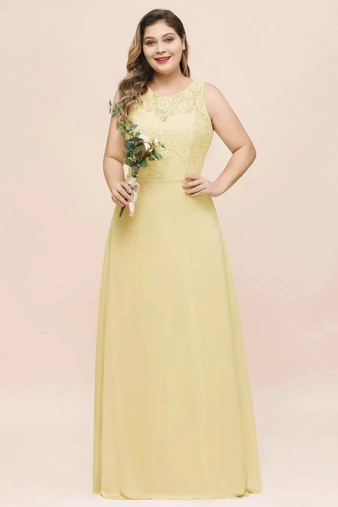 Plus Size Floral A-line Bridesmaid Dress Sleeveless Evening Maxi Dress for Girls Women (ZD13022) - VelvetHem