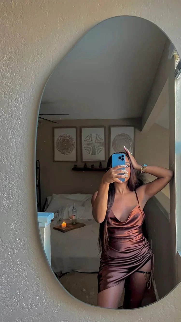 Spaghetti Straps Brown Silk Party Dress,Sexy Homecoming Dress Y833 by simplepromdress