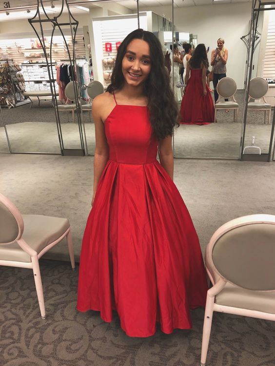 Red Sleeveless A-Line Prom Dresses Simple Evening Dresses Y776 - VelvetHem