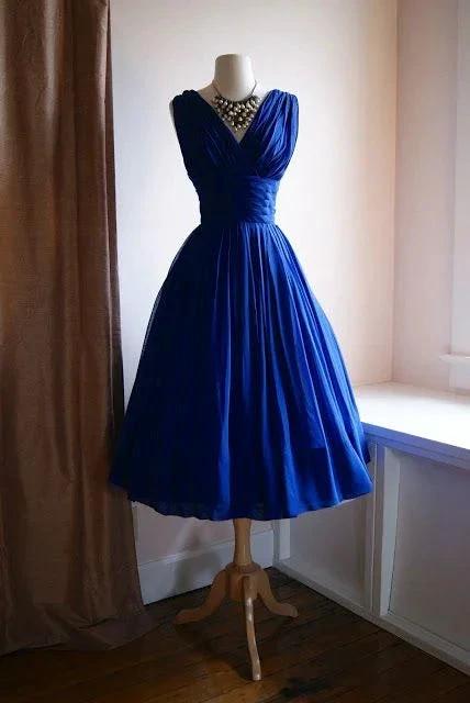Royal Blue V Neck Tulle Short Homecoming Dress Y1128 by simplepromdress