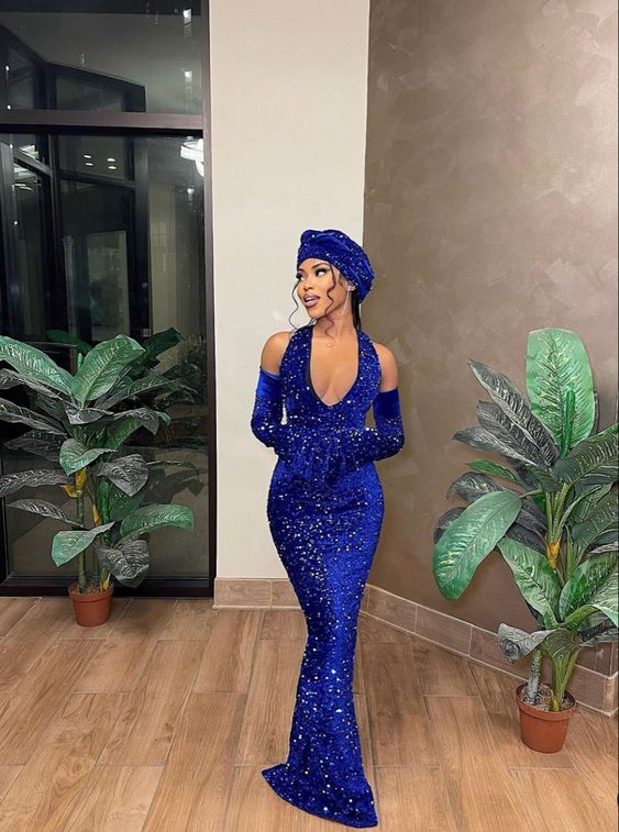 Royal Blue Sequins Long Prom Dress,Chic Royal Blue Evening Dress,Pageant Dress Y1833 - VelvetHem