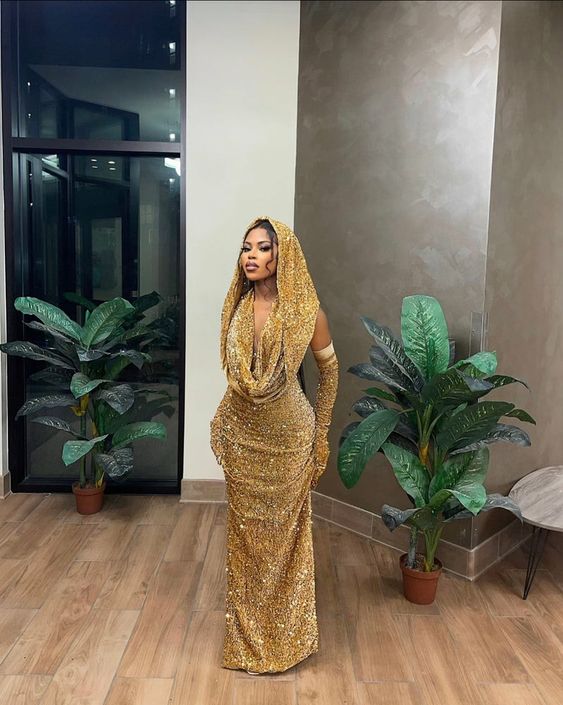 Gold Mermaid Sequins Evening Dresses Sparkly Prom Dress Y1691 - VelvetHem