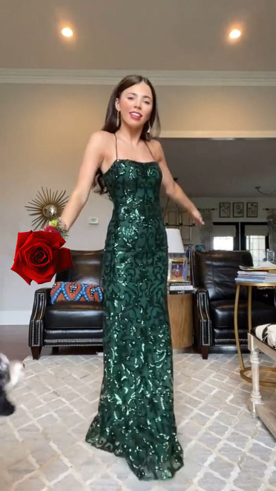 Green Sequins Column/Sheath Prom Dress,Charming Evening Dress Y1830 - VelvetHem