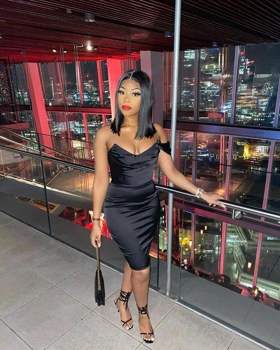 Sheath Homecoming Dresses 16th Birthday Outfits Black Girl Short Club Dress Y642 by simplepromdress