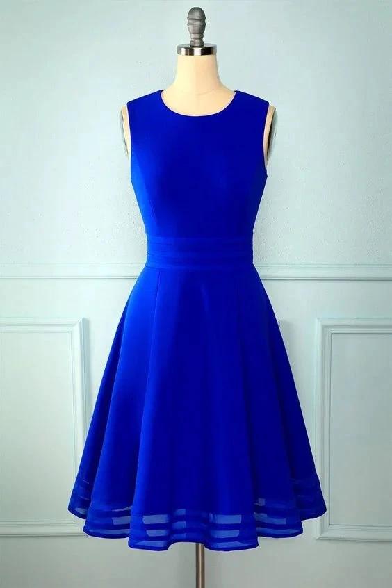 Cute Royal Blue Short Homecoming Dress 8th Graduation Dress (ZD12514) - VelvetHem