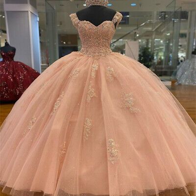 Sweetheart Quinceanera Dress Blush Pink Beaded Sweet 16 Dress Ball Gown Y529 - VelvetHem