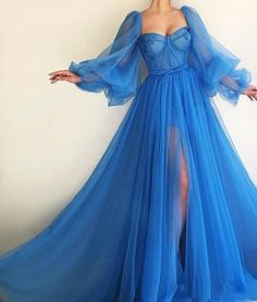 Vintage Puffy Sleeves Prom Dresses Tulle Princess Prom Quinceanera Dresses for Women - VelvetHem