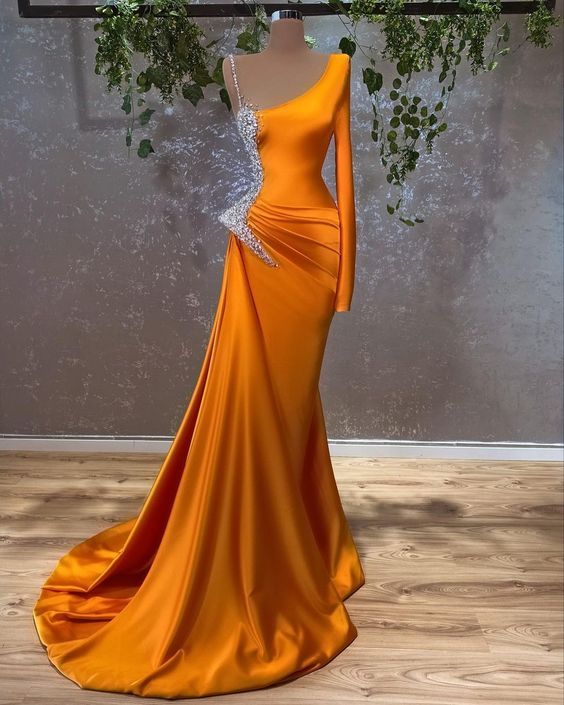 Evening Dresses mermaid long prom dresses with one sleeve - VelvetHem