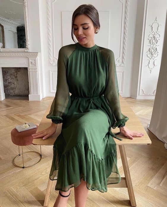 long sleeves evening dress, prom dress - VelvetHem