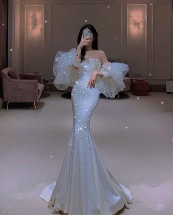 Mermaid Long Prom Dress Charming Evening Dress - VelvetHem