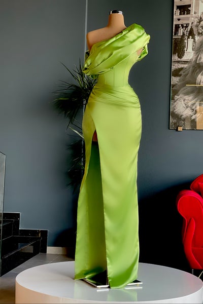 Elegant One Shoulder Long Evening Prom Dress With Split - VelvetHem