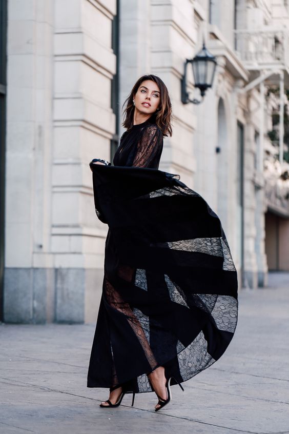 Elegant Lace Evening Dress,Black Prom Dress,Fashion Prom Dress,Sexy Party Dress,Custom Made Evening Dress - VelvetHem
