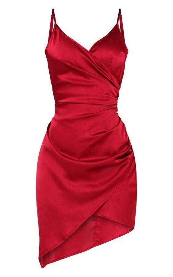 Spaghetti Straps Satin Short Homecoming Dress - VelvetHem