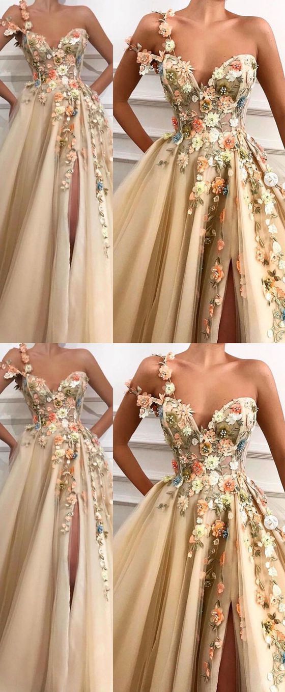 Champagne sweetheart tulle lace long prom dress, tulle evening dress - VelvetHem