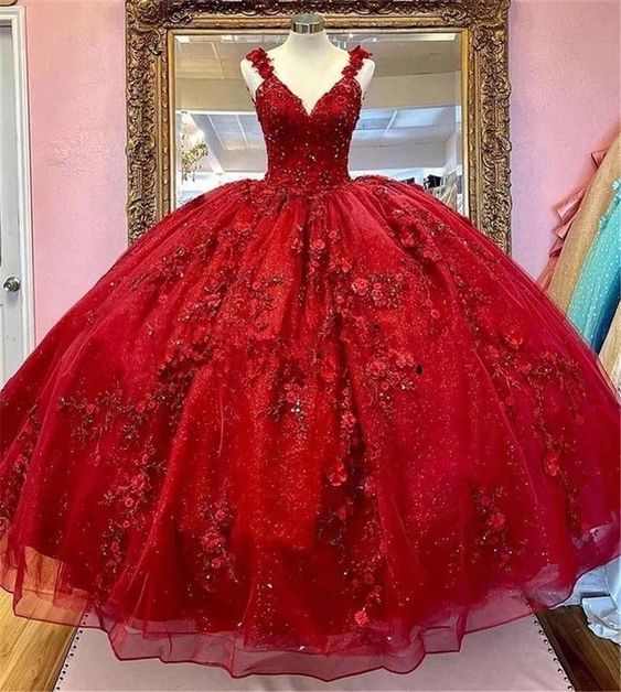 Ball gown prom dresses, 2022 evening dresses, hand made flowers prom dresses, puffy evening dresses, custom make prom dresses, 3D flowers evening dresses, new arrival party dresses, puffy prom dresses