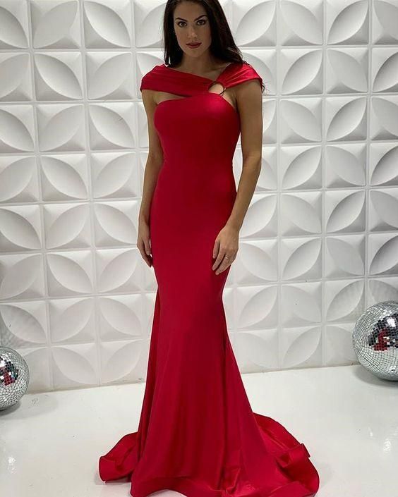 Red long prom dress, evening dress - VelvetHem
