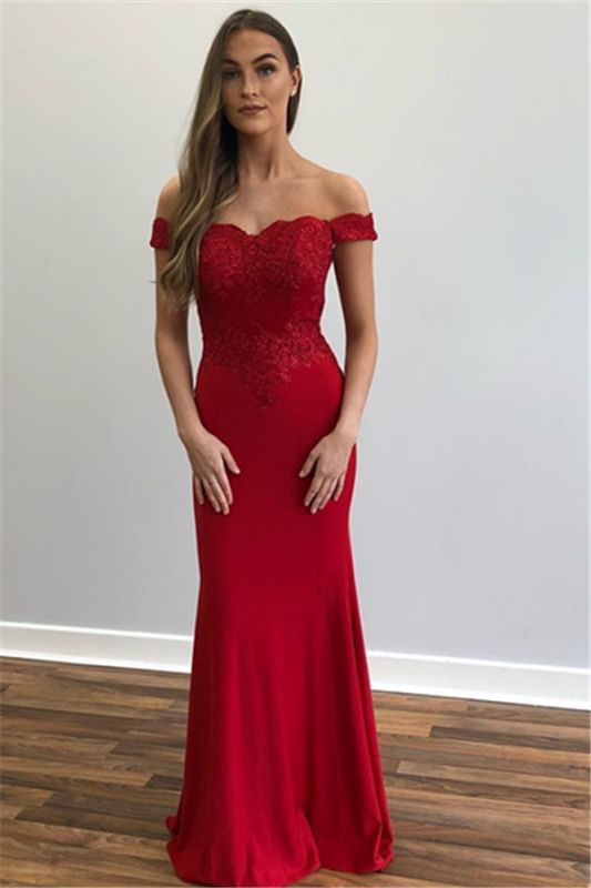 Mermaid Elegant Appliques Evening Dresses | Off-the-Shoulder Floor-length Dresses - VelvetHem