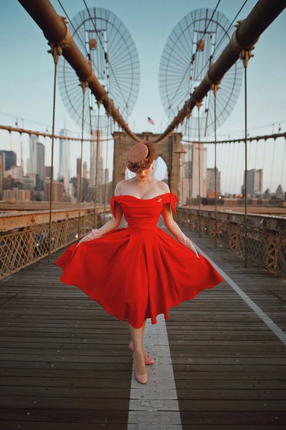 Red Off the Shoulder A-line Homecoming Dresses,Short Prom Dresses,School Dance Gown - VelvetHem