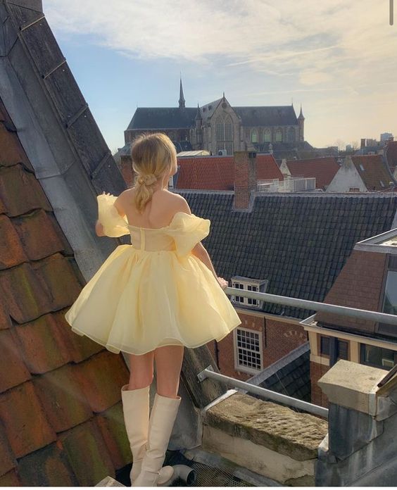 Vintage Cute Classic Off-the-shoulder Mini Princess Dress Cute Party Dress