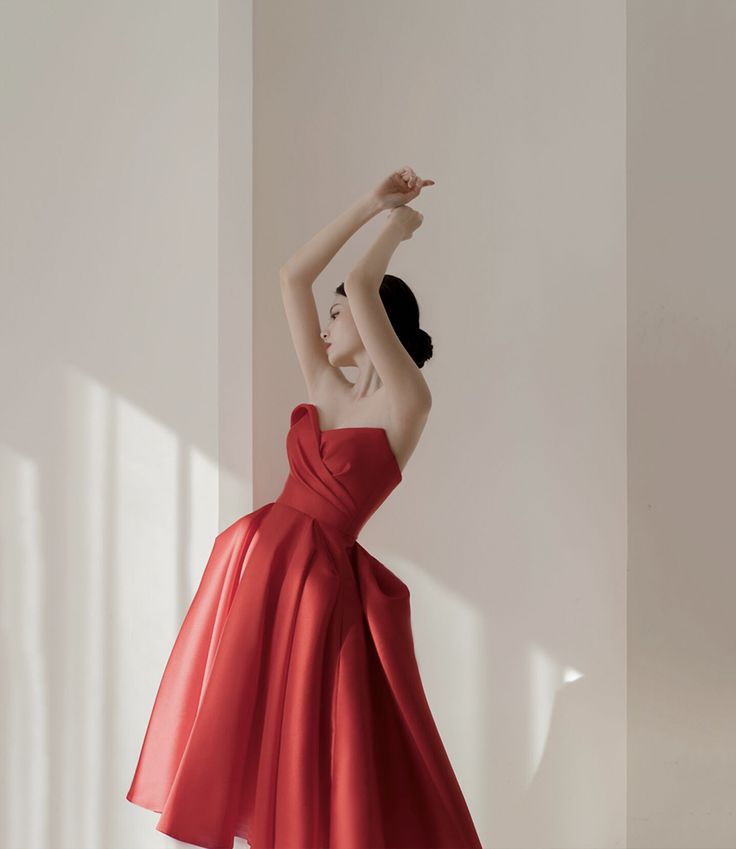 Red Satin Short Prom Dress Homecoming Dress - VelvetHem