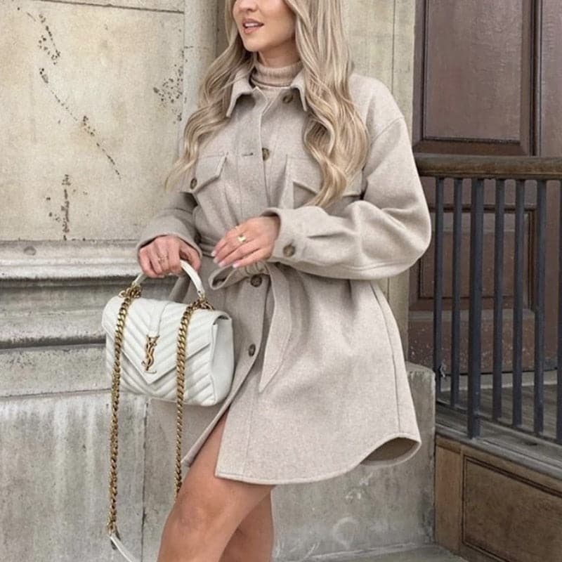 DressBetty - Vintage Woolen Camel Soft Long Coats