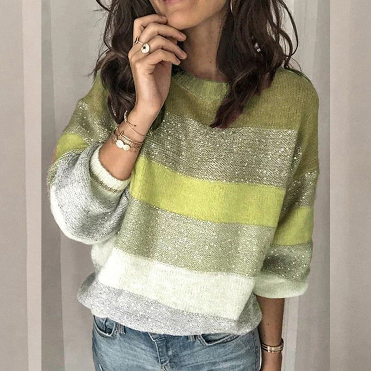 DressBetty - Sweaters Women Korean Harajuku Casual Loose Stripe Stitching Commute Jacquard Knitted Pullover Women Jumper - VelvetHem